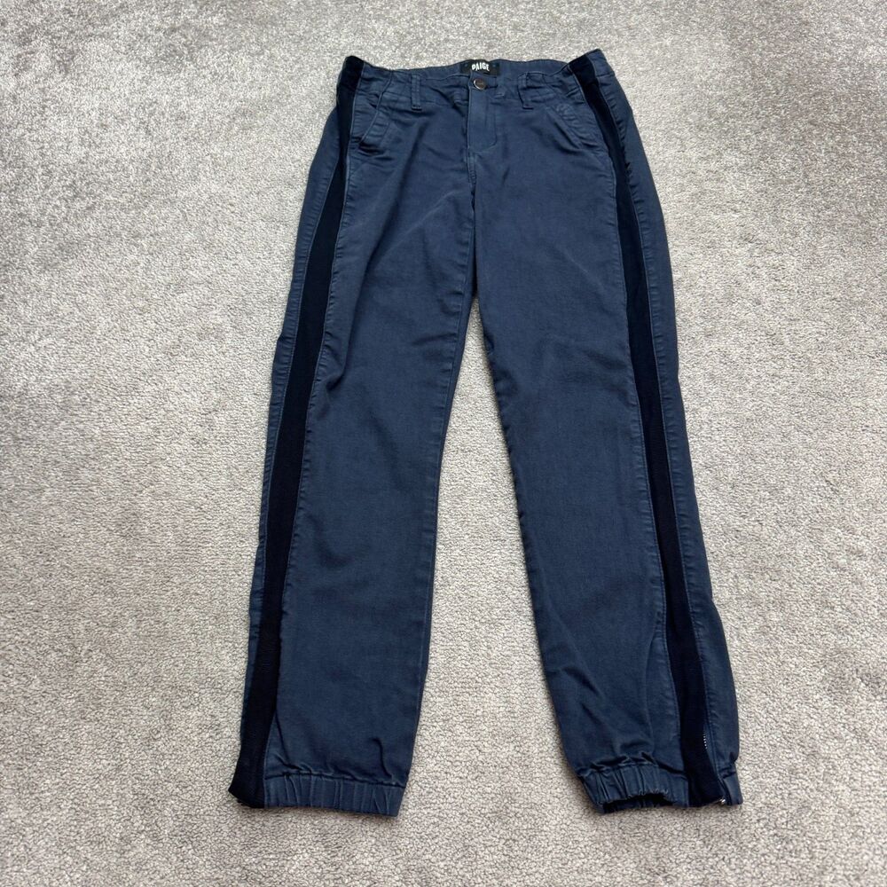 Paige Mayslie Jogger Ankle Pants Mens 26 Navy Blue Tuxedo Grosgrain Side Striped